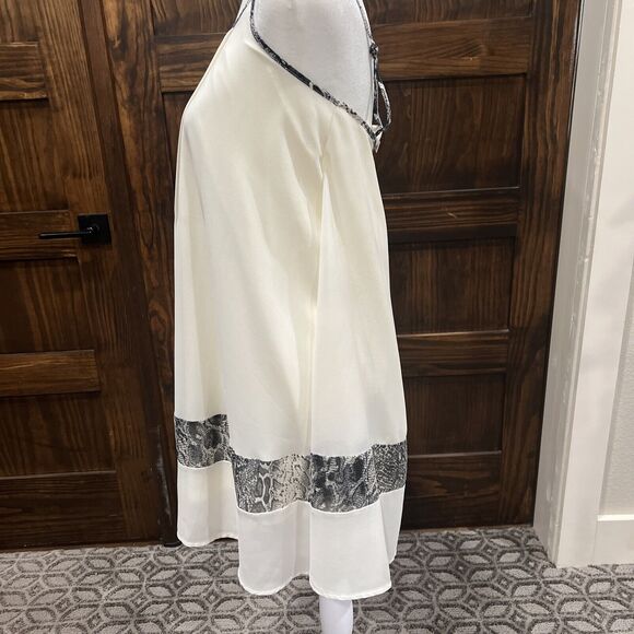 Ya Los Angeles Dress Small Peated White Snake Animal Print Safari‎ Boho - Picture 7 of 14